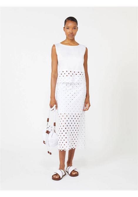 Top in popeline e pizzo macramé - Bianco ottico MAX MARA beachwear | BCHMAGGIO001